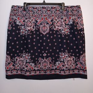 Talbots Navy and Red Paisley Mini Skirt